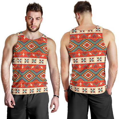 Aztec Red Print Pattern Men Tank Top
