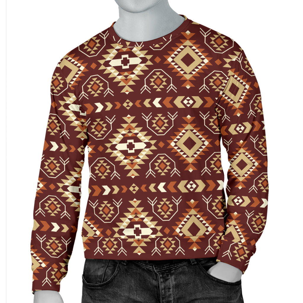 Navajo Native Color Print Pattern Men Long Sleeve Sweatshirt