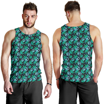 Peace Sign Themed Design Print Men Tank Top