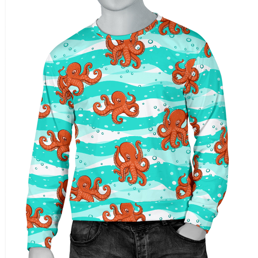 Octopus Cute Design Print Themed Men Long Sleeve Sweatshirt