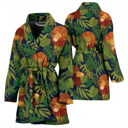Lion Jungle Pattern Print Design 05 Women Bathrobe