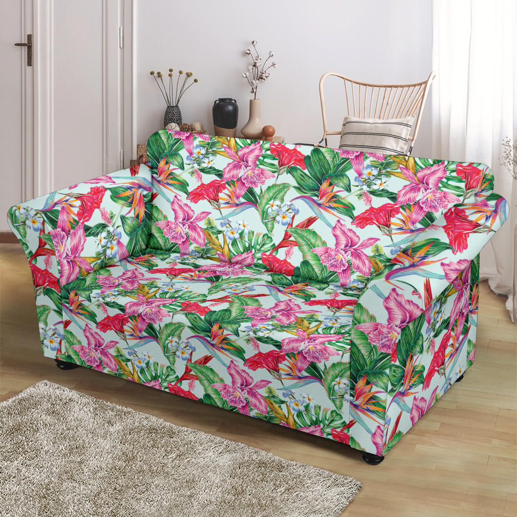 Tropical Flower Print Design LKS304 Loveseat Couch Slipcover