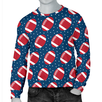 American Football Star Design Pattern Men Long Sleeve Sweatshirt