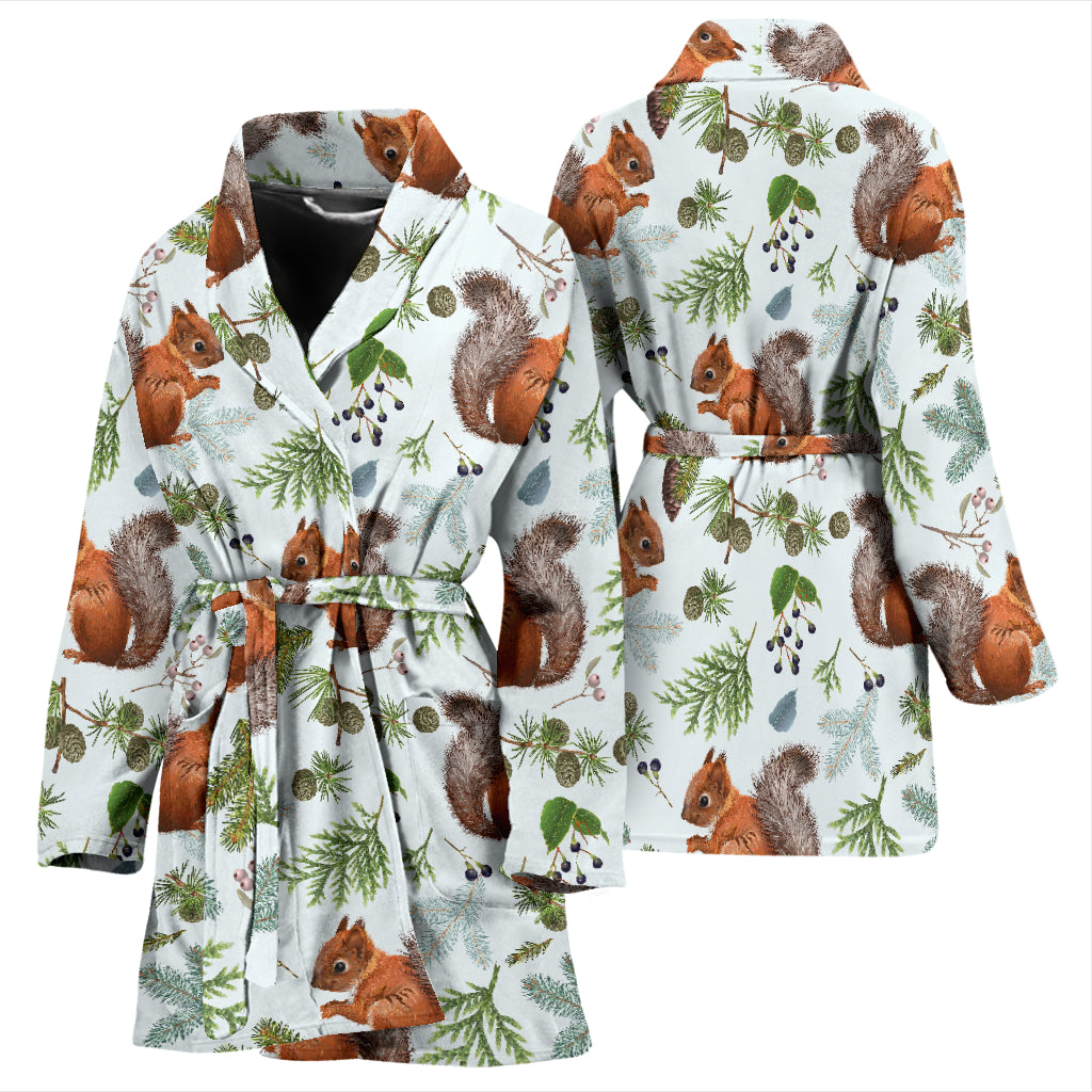 Squirrel Print Design LKS308 Women Bathrobe