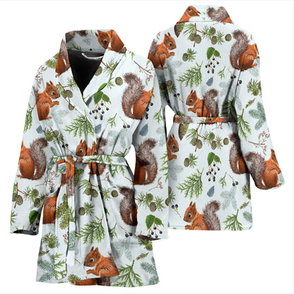 Squirrel Print Design LKS308 Women Bathrobe