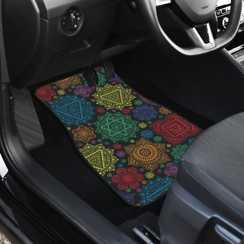 Chakra Mandala Print Pattern Car Floor Mats Front Back