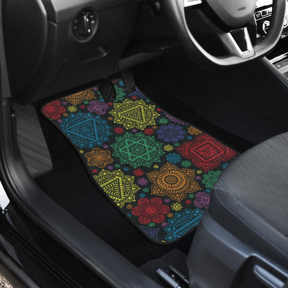 Chakra Mandala Print Pattern Car Floor Mats Front Back