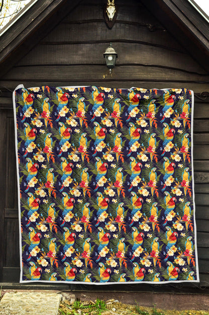 Parrot Themed Design Quilt Bedspread