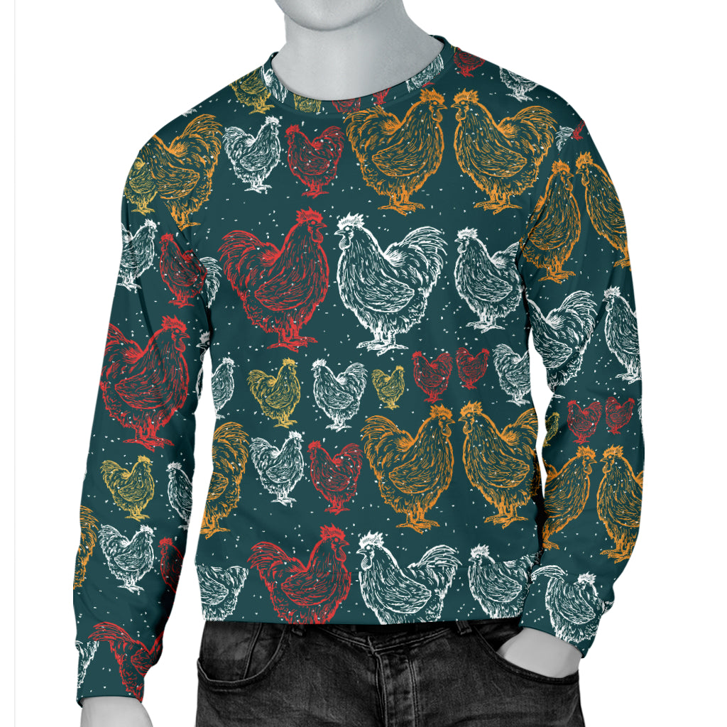 Rooster Hand Draw Design Men Long Sleeve Sweatshirt