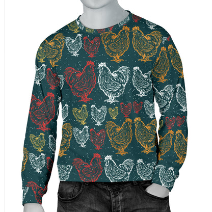 Rooster Hand Draw Design Men Long Sleeve Sweatshirt