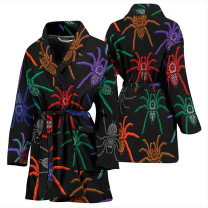 Tarantula Neon Color Pattern Print Design 03 Women Bathrobe