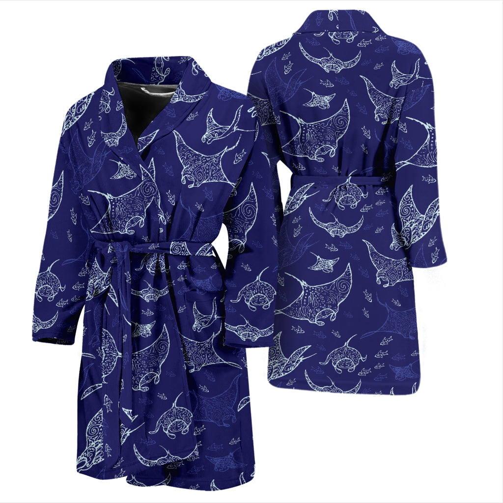 Manta Ray Print Design LKS401 Men Bathrobe