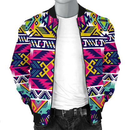 Indian Navajo Color Themed Design Print Men Bomber Jacket