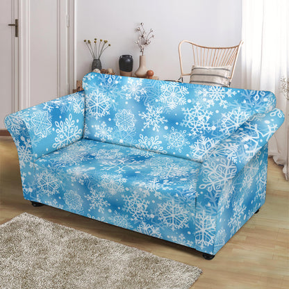 Snowflake Blue Print Design LKS301 Loveseat Couch Slipcover