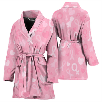 Breast cancer Pattern Print Design 01 Women Bathrobe