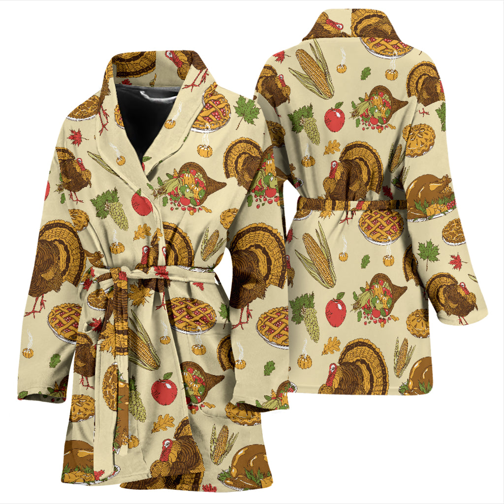 Thanksgiving Print Design LKS302 Women Bathrobe