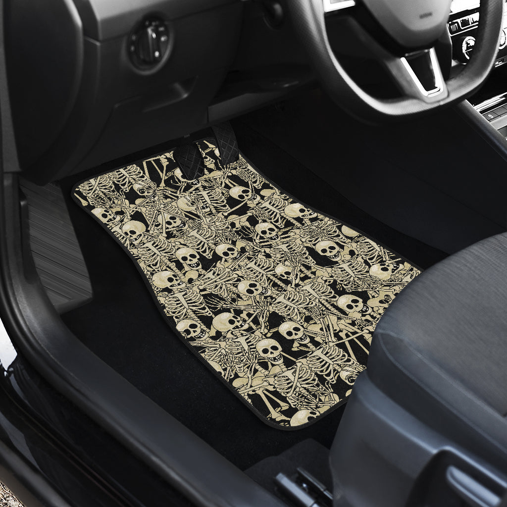 Skeleton Design Print Car Floor Mats Front Back
