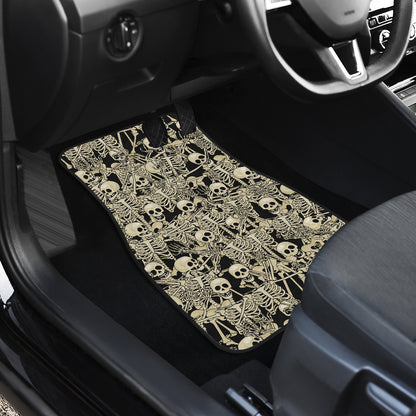 Skeleton Design Print Car Floor Mats Front Back