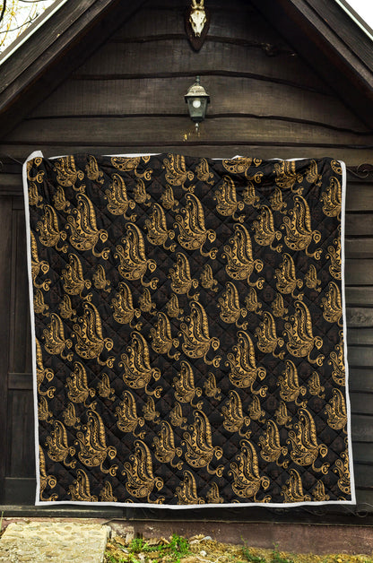 Owl Tribal Polynesian Design Print Quilt Bedspread