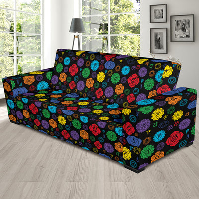 Chakra Pattern Print Design 01 Sofa Slipcover