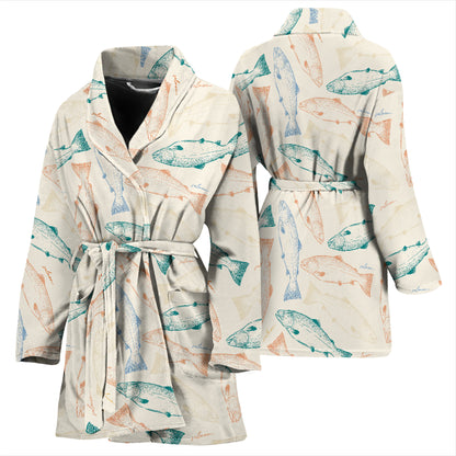 Salmon Fish Print Design LKS305 Women Bathrobe