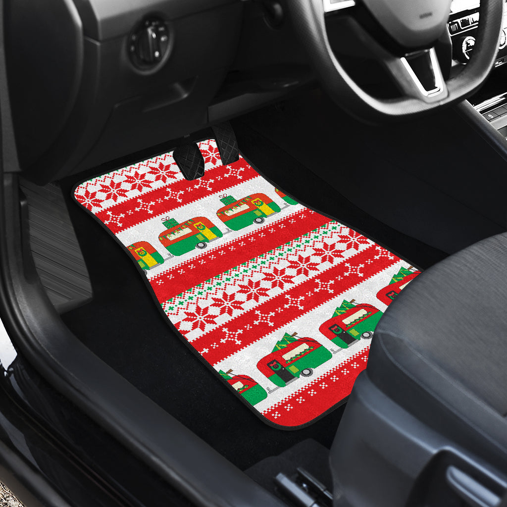 Camper Camping Ugly Christmas Design Print Car Floor Mats Front Back