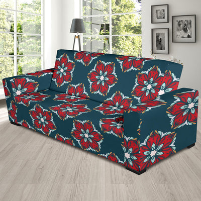 Poinsettia Pattern Print Design A03 Sofa Slipcover