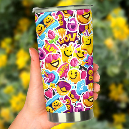 Emoji Sticker Print Pattern Tumbler