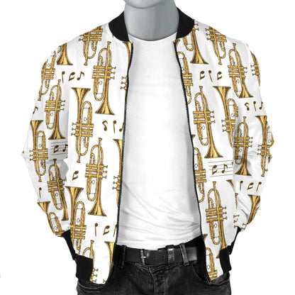 Trumpet with Music Note Print Men Bomber Jacket