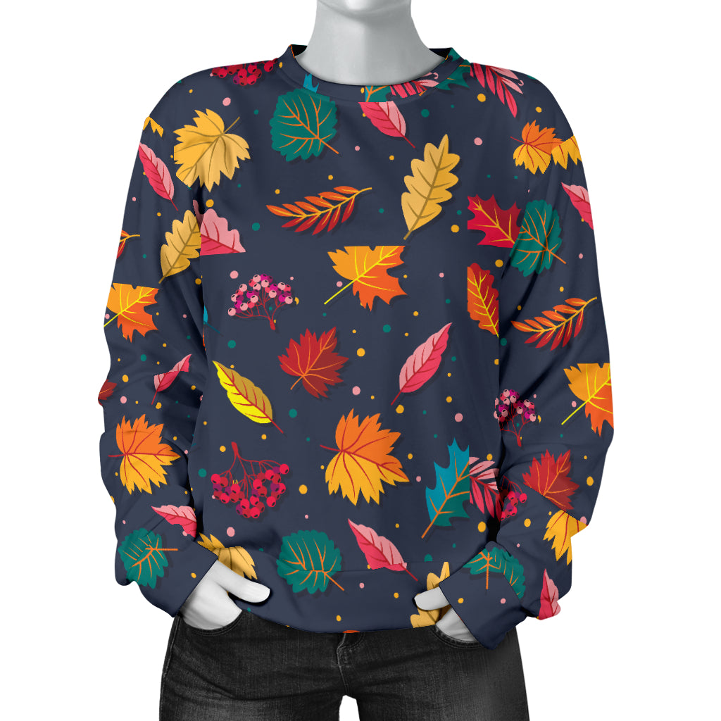 Elm Leave Colorful Print Pattern Women Long Sleeve Sweatshirt