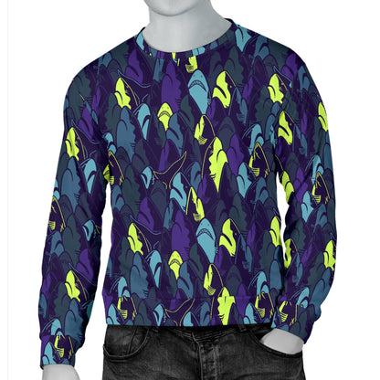 Shark Neon color Print Men Long Sleeve Sweatshirt