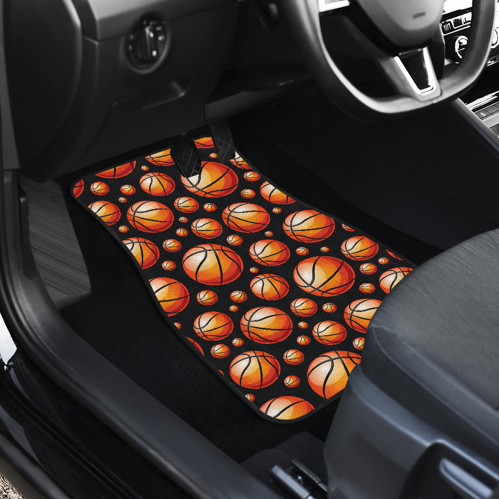 Basketball Black Background Pattern Car Floor Mats Front Back