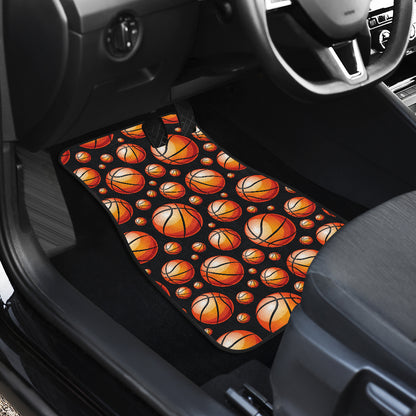 Basketball Black Background Pattern Car Floor Mats Front Back