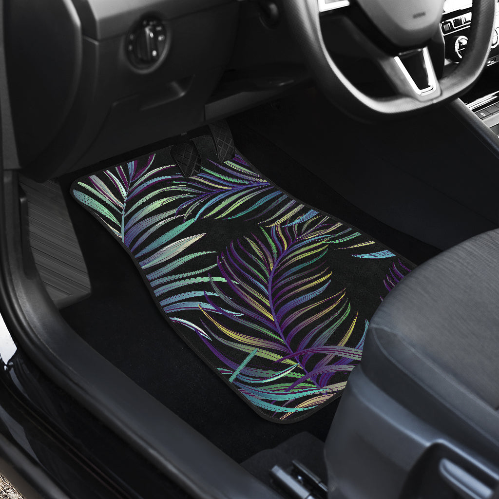 Tropical Palm Leaves Pattern Brightness Car Floor Mats Front Back