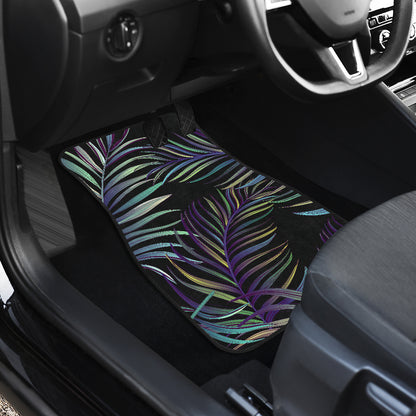 Tropical Palm Leaves Pattern Brightness Car Floor Mats Front Back