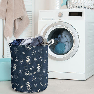 Nautical Sea Themed Print Laundry Basket