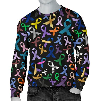 Breast Cancer Awareness Colorful Print Men Long Sleeve Sweatshirt