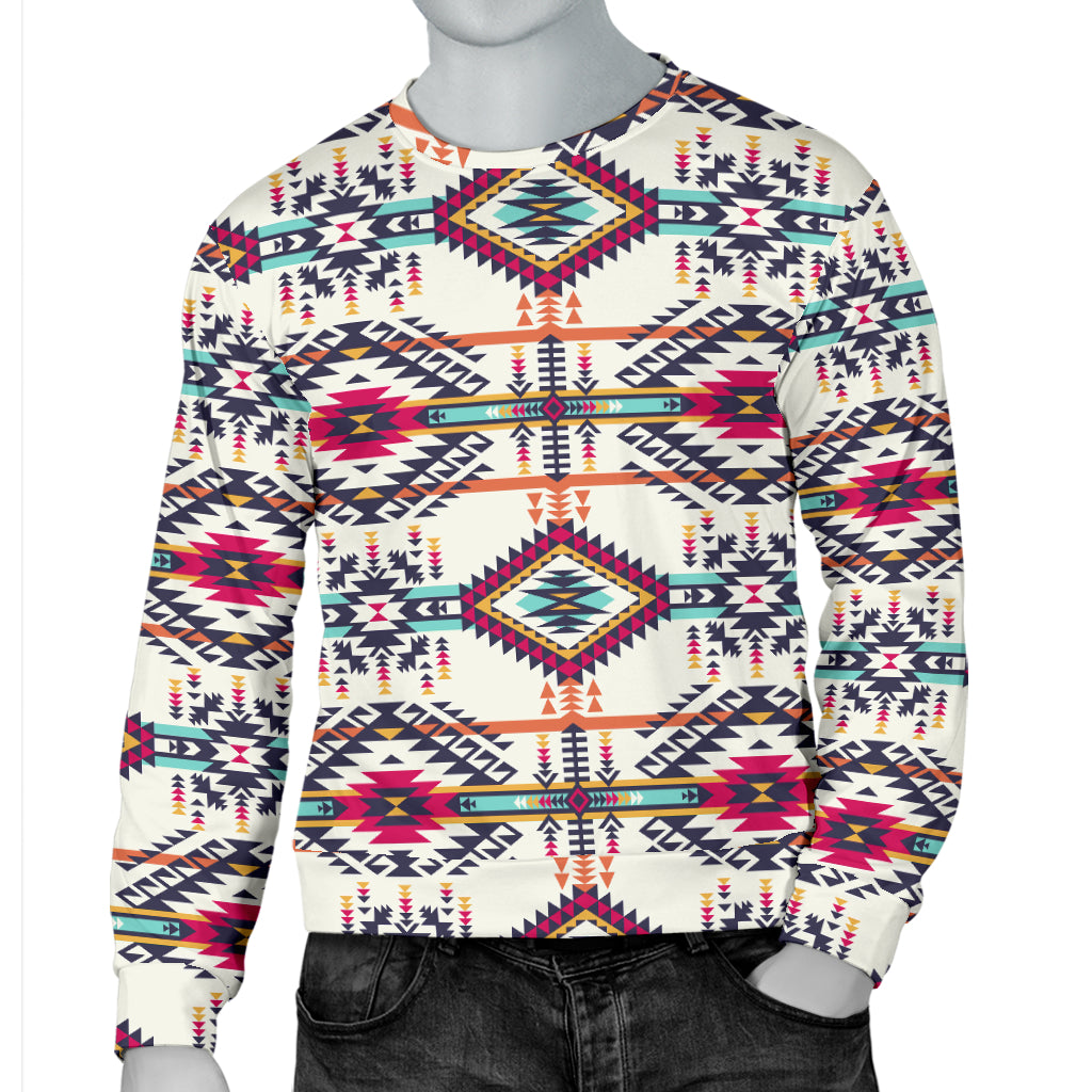 Indian Navajo Art Themed Design Print Men Long Sleeve Sweatshirt