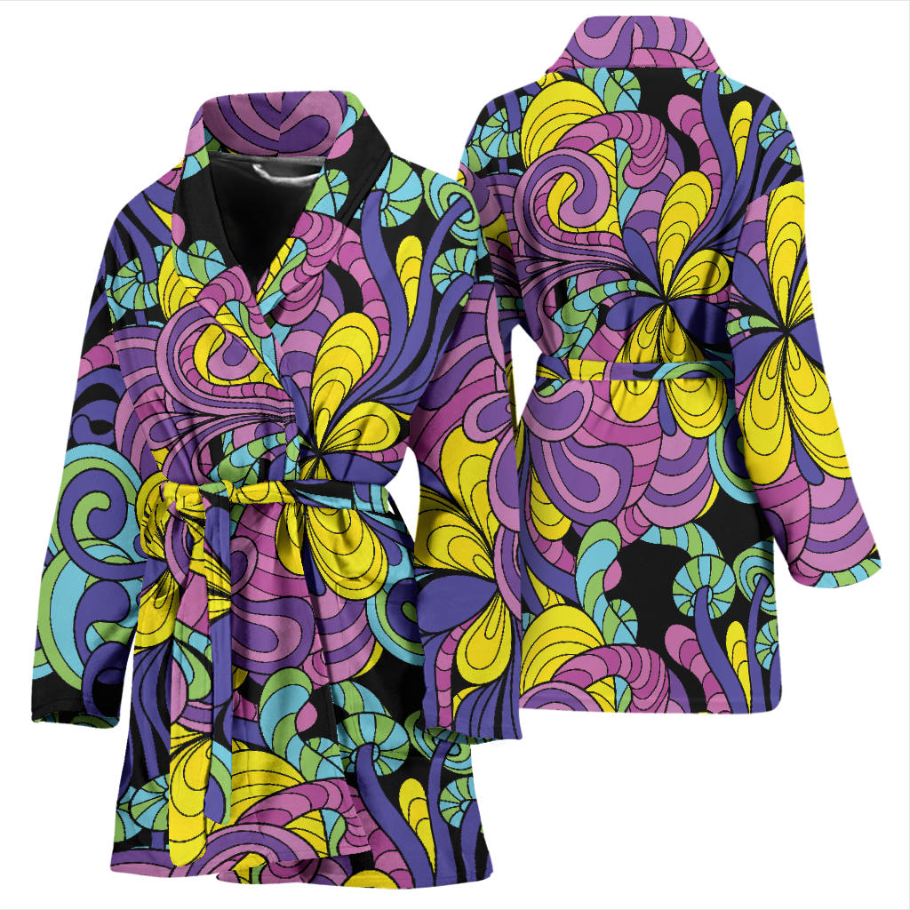 Psychedelic Pattern Print Design A04 Women Bathrobe