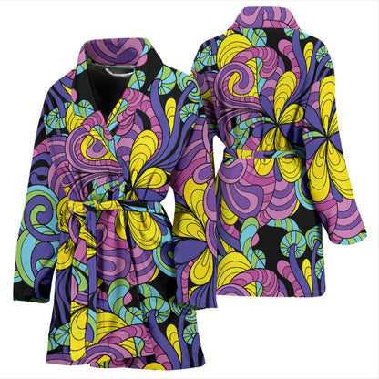 Psychedelic Pattern Print Design A04 Women Bathrobe