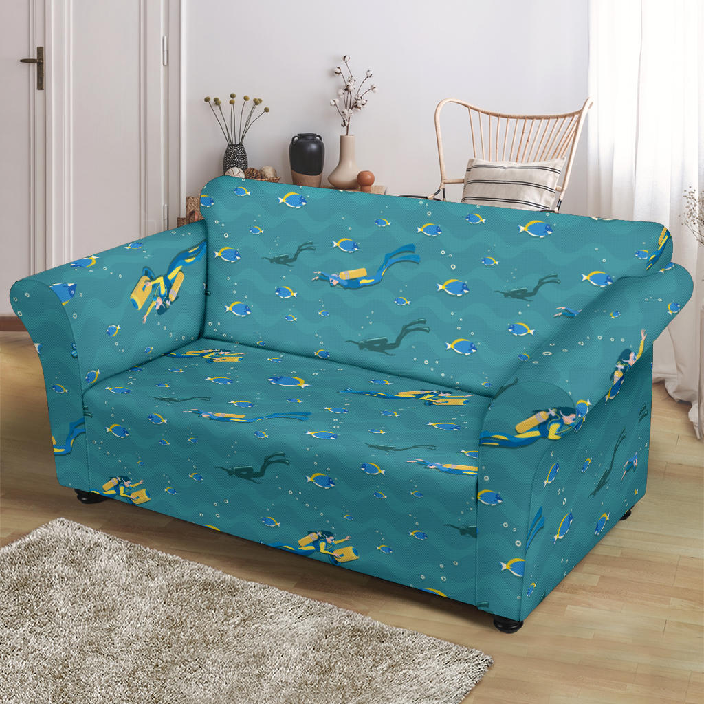Scuba Driving Pattern Print Design LKS306 Loveseat Couch Slipcover