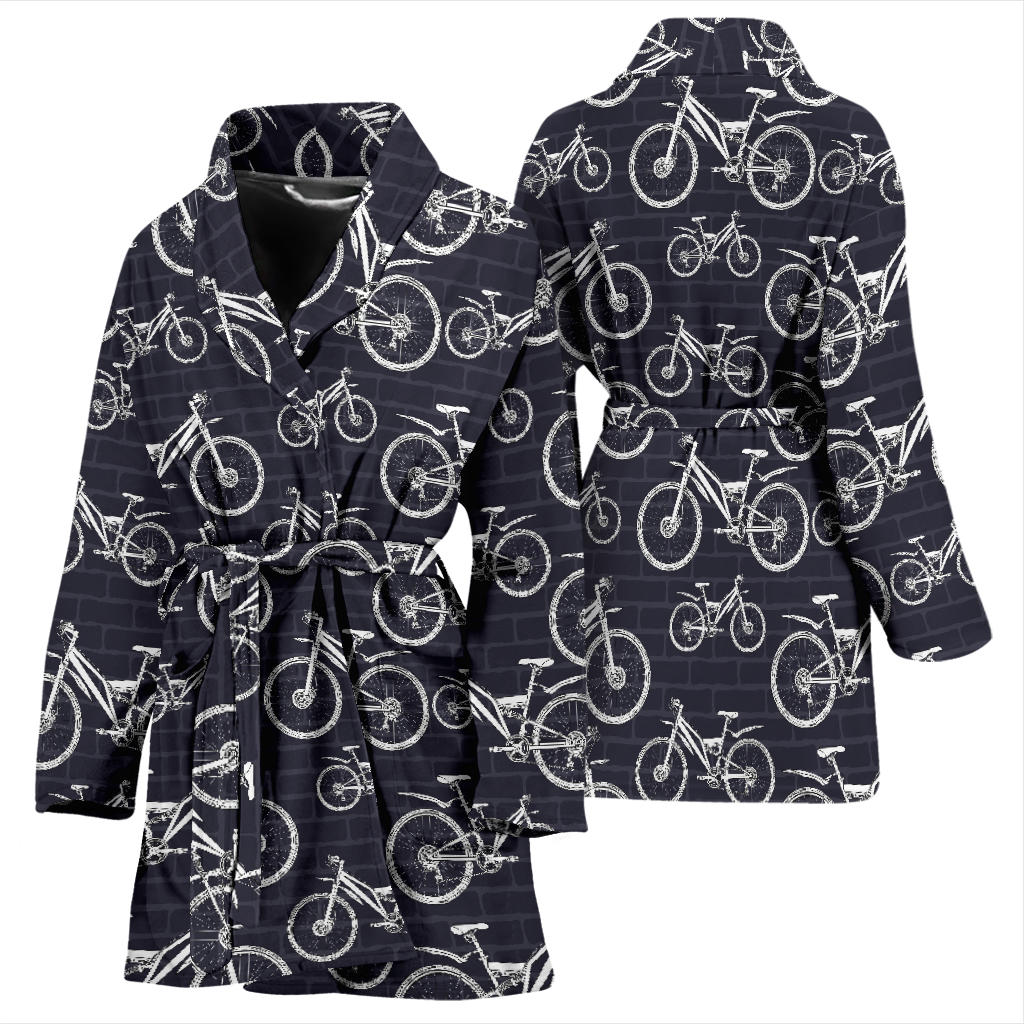 Mountain bike Pattern Print Design 02 Women Bathrobe