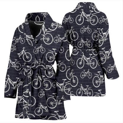 Mountain bike Pattern Print Design 02 Women Bathrobe