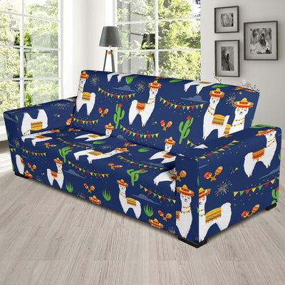 Llama Cactus Pattern Print Design 05 Sofa Slipcover