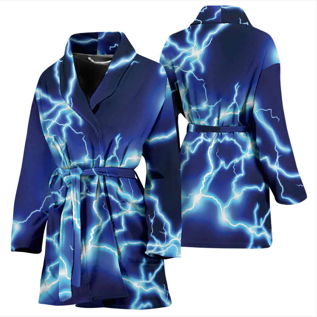Lightning Thunder Pattern Print Design 04 Women Bathrobe