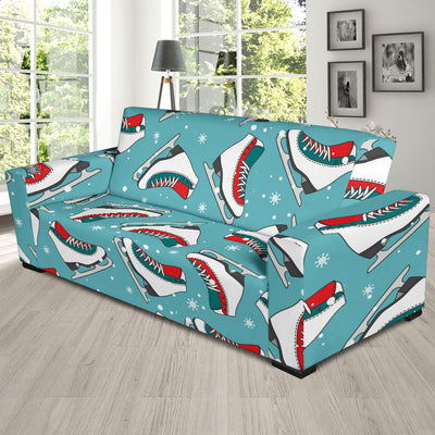 Ice Skate Pattern Print Design 03 Sofa Slipcover