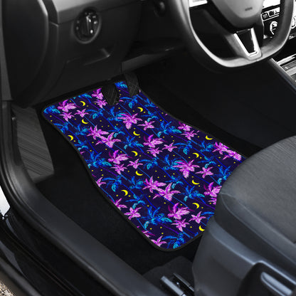 Palm Tree Night Scene Design Print Car Floor Mats Front Back