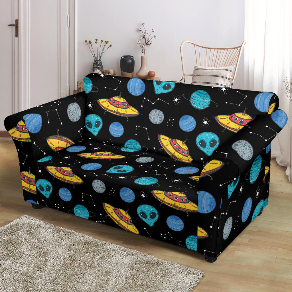 UFO Alien Print Design LKS306 Loveseat Couch Slipcover
