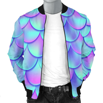 Mermaid Tail Design Print Pattern Men Bomber Jacket