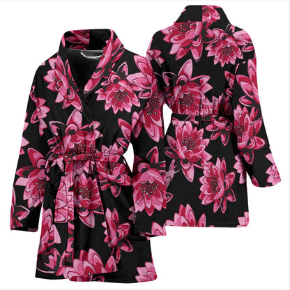 Lotus Pattern Print Design 03 Women Bathrobe